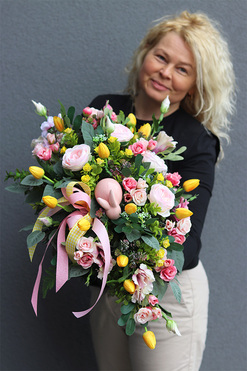 Wiosenna Bajka, wiosenna wiązanka nagrobna, dł.64cm 