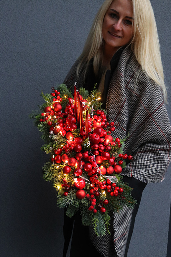 stroik świąteczny na stół Karminowy Exclusive 2