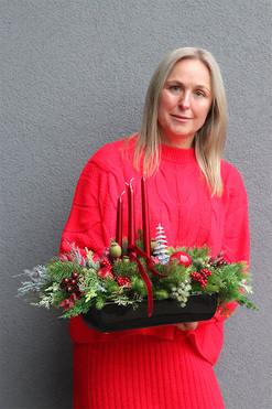 OD RĘKI Klasyczny Dekor, adwentowy stroik ze świecami, wym.35x56x26cm