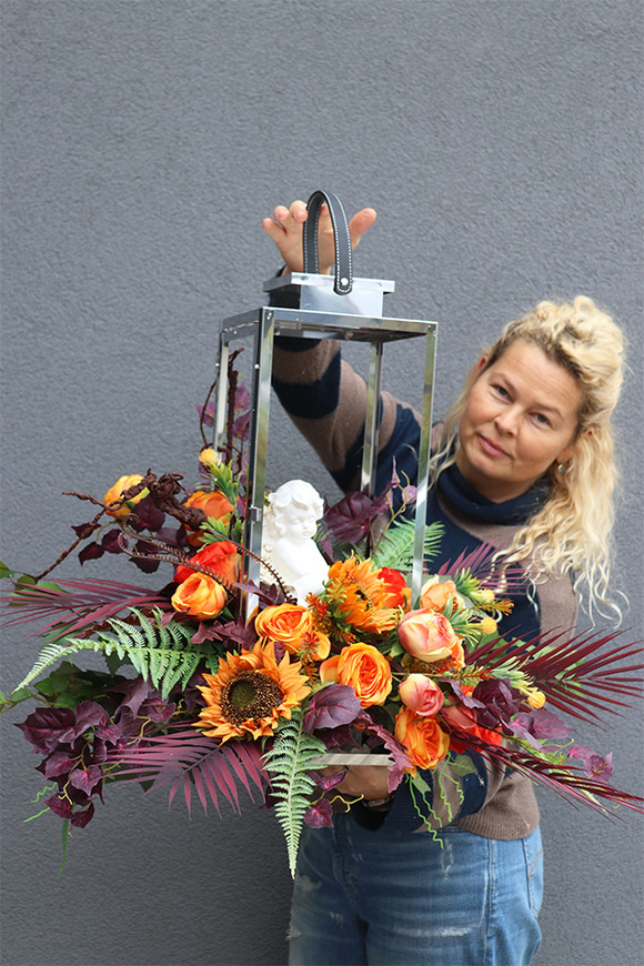 Angelo Garden Jesienny, komplet dekoracji nagrobnych, bukiet + lampion