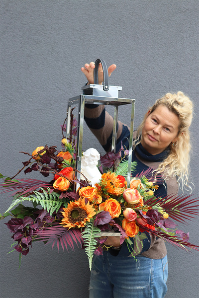 Angelo Garden Jesienny, komplet dekoracji nagrobnych, bukiet + lampion