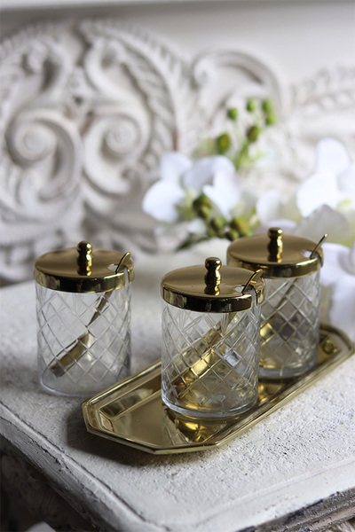 trzy słoiki na tacy, Lux Villa Gold Glamour