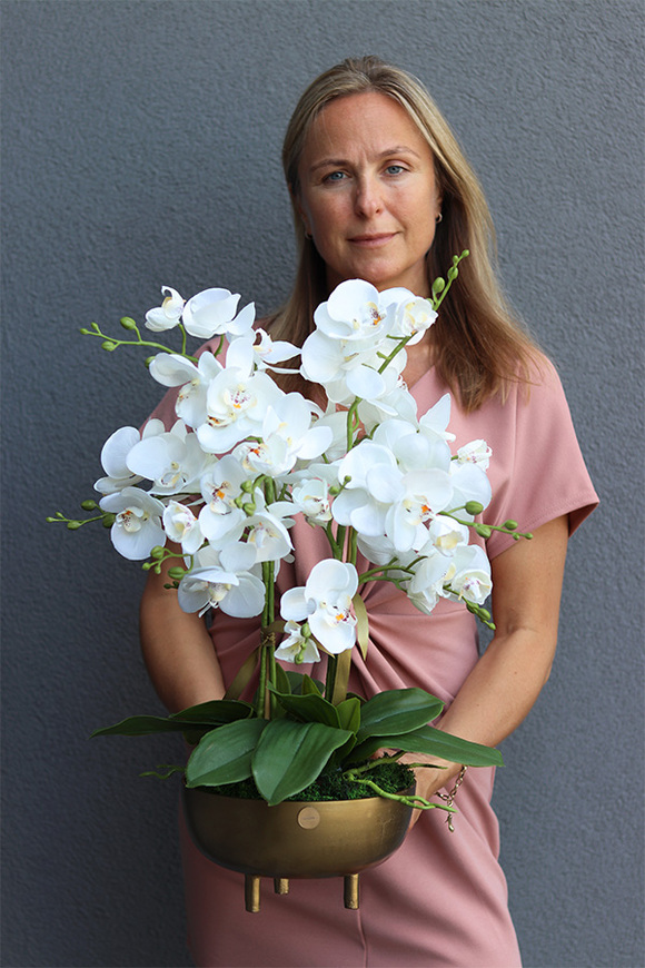 Złota Baśń, storczyk w złotej osłonce na nóżkach