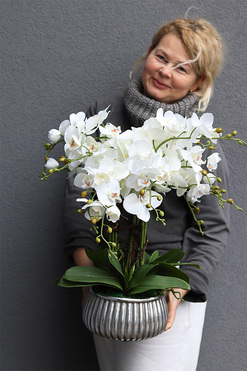 Antique Silver, sztuczny storczyk w donicy, wys.58cm 