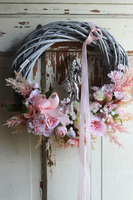 asymetryczny wiosenny wianek, Zając w Pastelach 2, śr.27cm  