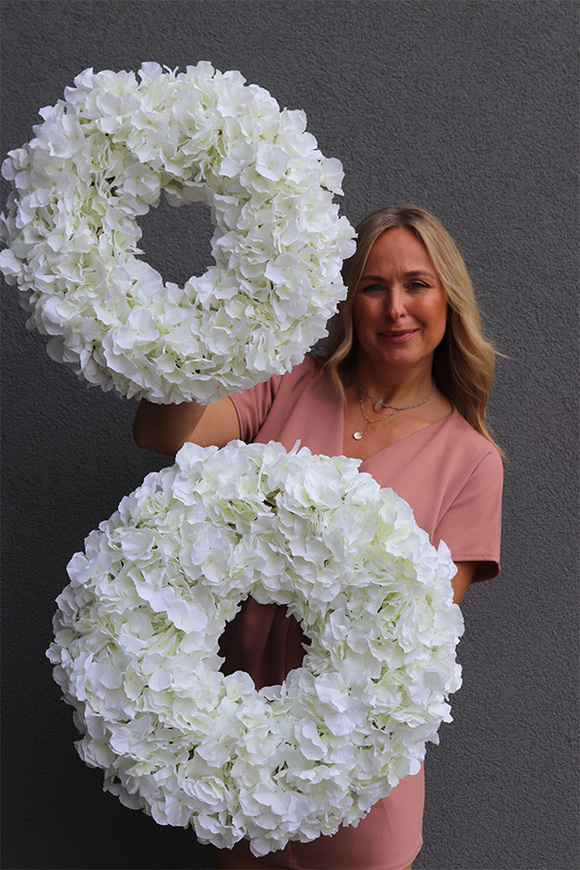 Hortensja Bianca, wysokiej jakości wianek z hortensji