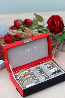 OD RĘKI posrebrzane łyżeczki do herbaty Aplis, komplet 6szt. w ozdobnym pudełku 