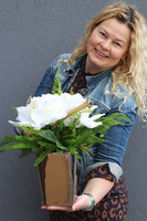 Amarylissia Silver, dekoracja kwiatowa z amarylisem, wys.30cm