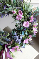 Viella, wianek z lawendą, szafirkami i ptaszkiem