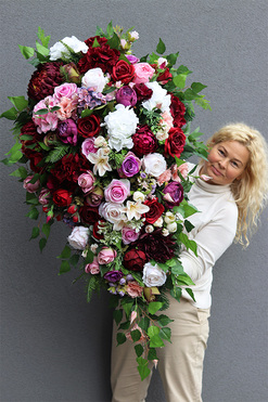 bardzo duża wiązanka nagrobna, Della Felinata Premium, dł.120cm 