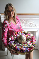 Różowa Elegancja, wielkanocny stroik w misie