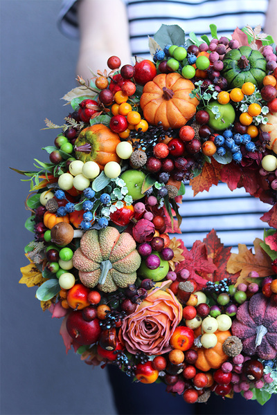 Dyniowe Szaleństwo 2, wianek jesienny z owocami