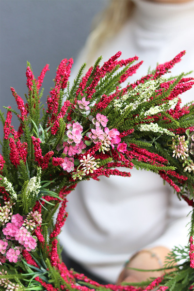 Dekoratornia 3, jesienny wianek z wiśniowymi wrzosami