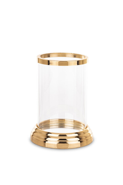 Somero Gold D, złoty szklany świecznik, wym.17x13x13cm