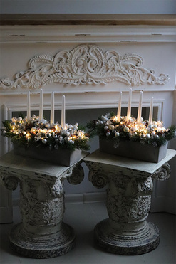 adwentowy stroik na stół, White Christmas Milano, wym.35x48cm