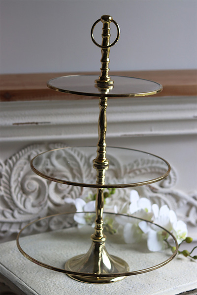 etażerka trzypiętrowa, okrągła, Lux Villa Gold Glamour