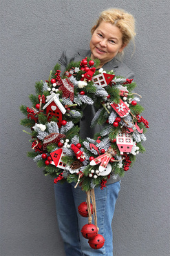 Scandynawia, świąteczny wianek na drzwi, śr.50cm