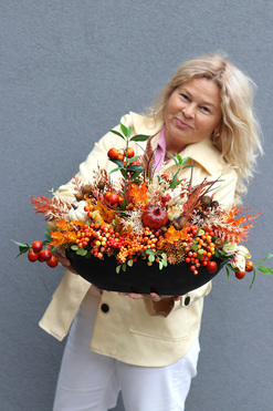 Premium Moko Autumn, jesienna kompozycja kwiatowa, wym.33x56cm