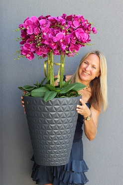 Fuksja Moreno Grande2, duży sztuczny storczyk w antracytowej donicy, wys.100cm  