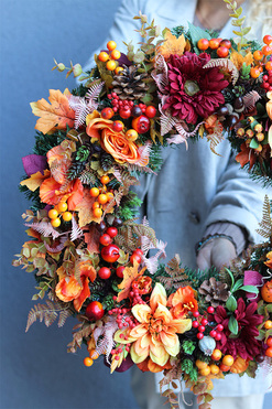 Fall Deco, jesienny wianek z pięknymi dodatkami, śr.60cm