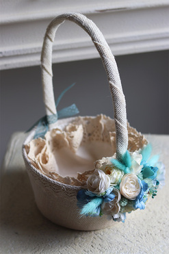 Turkusja, dekorowany koszyczek wielkanocny z serwetką, wys.33cm