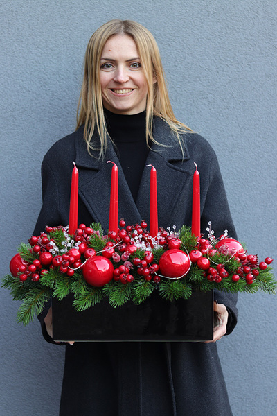 Karminovy Adwent, stroik świąteczny LED