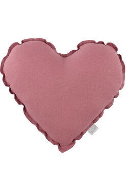 Heart Pillow, lniana poduszka w kształcie serca, blush, wym.43x43cm