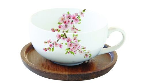 filiżanka z drewnianym spodkiem, Sakura, poj.250ml 