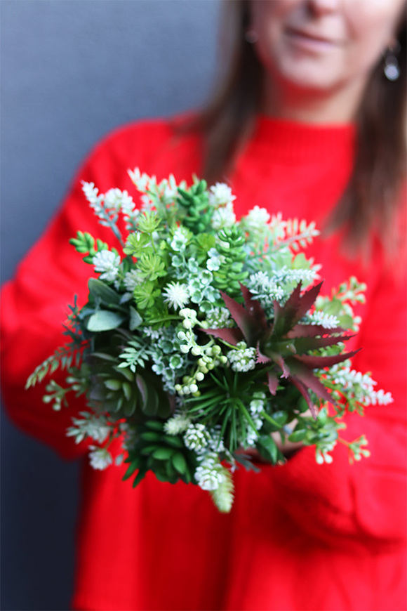 Green Toro Mini, kompozycja sukulenty w lustrzanej donicy