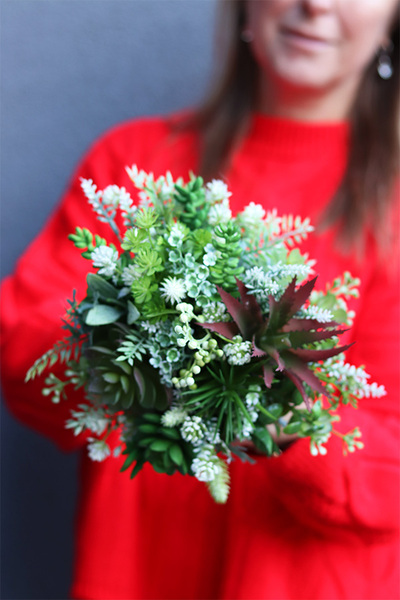 Green Toro Mini, kompozycja sukulenty w lustrzanej donicy