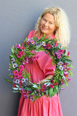 Kolorowe Margerytki, barwny wianek z margerytkami, śr.52cm