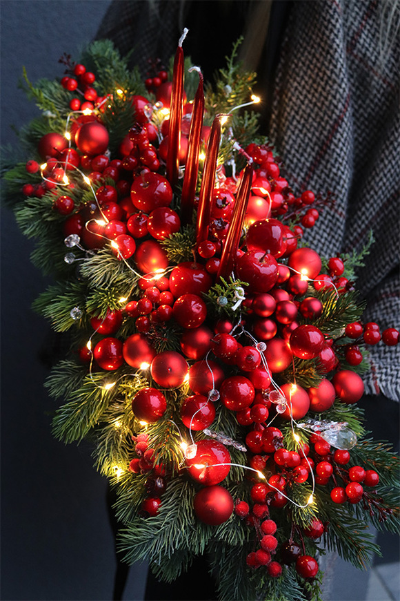 stroik świąteczny na stół Karminowy Exclusive 2