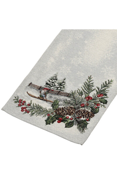 Skrzaty na Nartach, świąteczny bieżnik gobelinowy