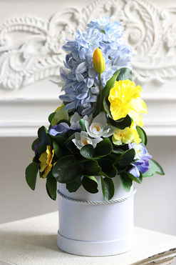 Wiosna w Pełni, flowerbox z hiacyntami, wys.43cm