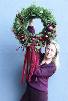 Bordo de Lux, świąteczny wianek na drzwi