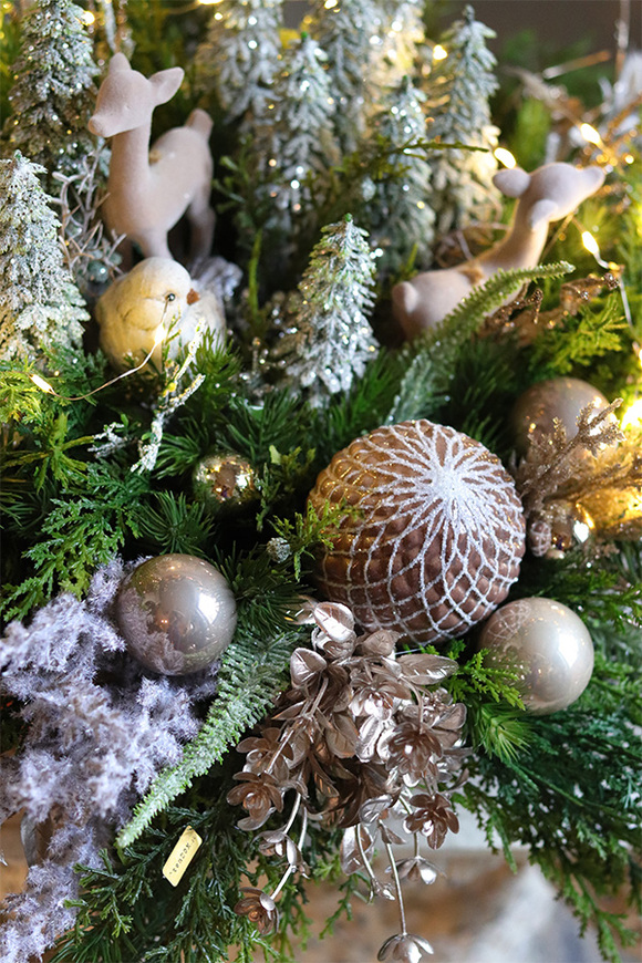 Leśna Kraina LED, świąteczny stroik w szklanej misie