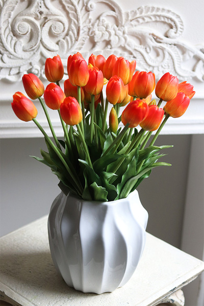 Sunset Dream, bukiet gumowych tulipanów w wazonie