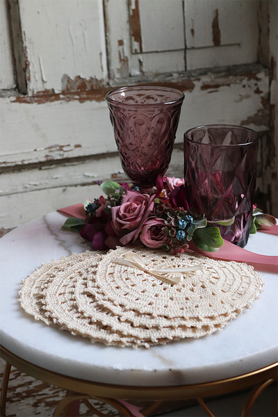 podkładki, serwetki szydełkowe, Olina, kpl.6szt, śr.17cm