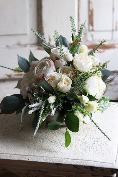 Gelia, kompozycja kwiatowa w stylowej lustrzanej donicy, wys.22cm 