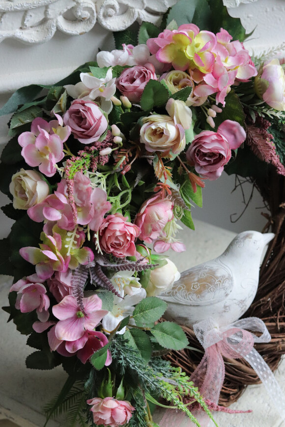 Ornamentia, wianek dekoracyjny z ptaszkiem	