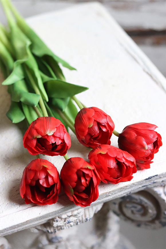 bukiet tulipanów silikonowych, Maggio Red, 6szt. dł.46cm