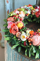 dekoracyjny pomarańczowy wianek, Energino Orange, śr.38cm