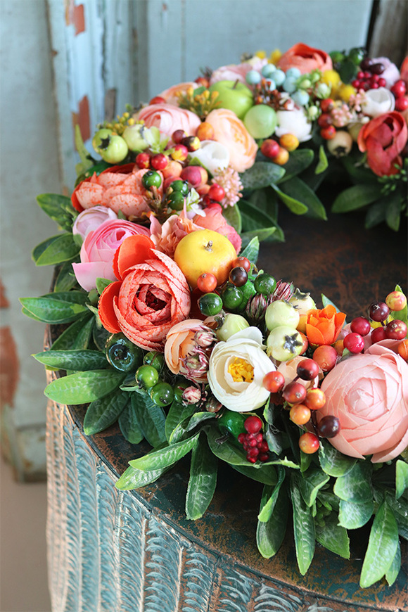 dekoracyjny pomarańczowy wianek, Energino Orange, śr.38cm