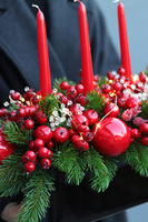 Karminovy Adwent, stroik świąteczny LED