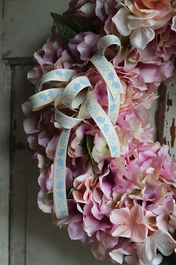 Pink Tegra, różowy wianek z hortensji, śr.40cm