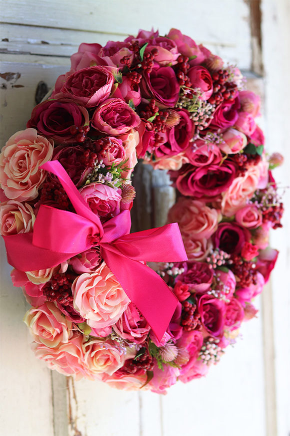 Terraso, fuksjowy wianek z kokardą, śr.39cm 