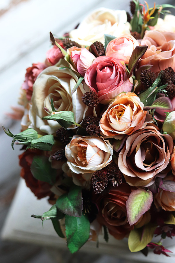 Kawowy, welurowy flowerbox, wym.29x24cm 