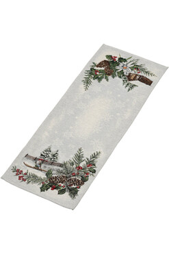 Skrzaty na Nartach, świąteczny bieżnik gobelinowy, 140x42cm
