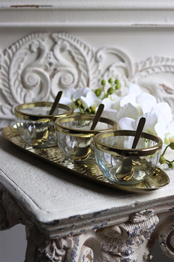 trzy miseczki na tacy, Lux Villa Gold Glamour, wym.6x37x13cm