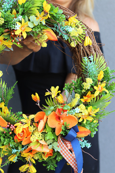 Tropical, egzotyczny wianek dekoracyjny z orchideą